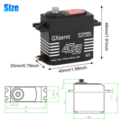 Healthadss ™40KG Metal Gear Waterproof Digital Servo High Torque & Speed for 1/8 1/10 RC Car