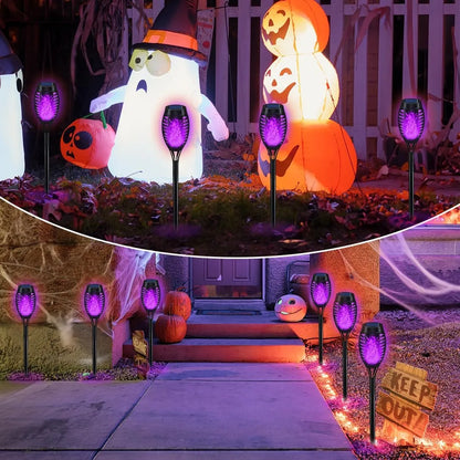 Healthadss ™ Halloween Decorations Outdoor, Halloween Solar Lights Outdoor with Purple Flame