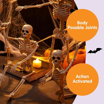 Healthadss ™ 5 PCS Posable Halloween Skeletons 16 Inches Full Body Posable Joints Hanging Skeletons for Graveyard Decorations, Haunted House Accessories, Spooky Scene Party Favors