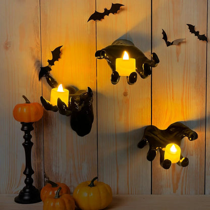 Healthadss ™ Halloween Decorations, 3Pack Wall Mounted Creepy Reaching Hands with Lighted Candles