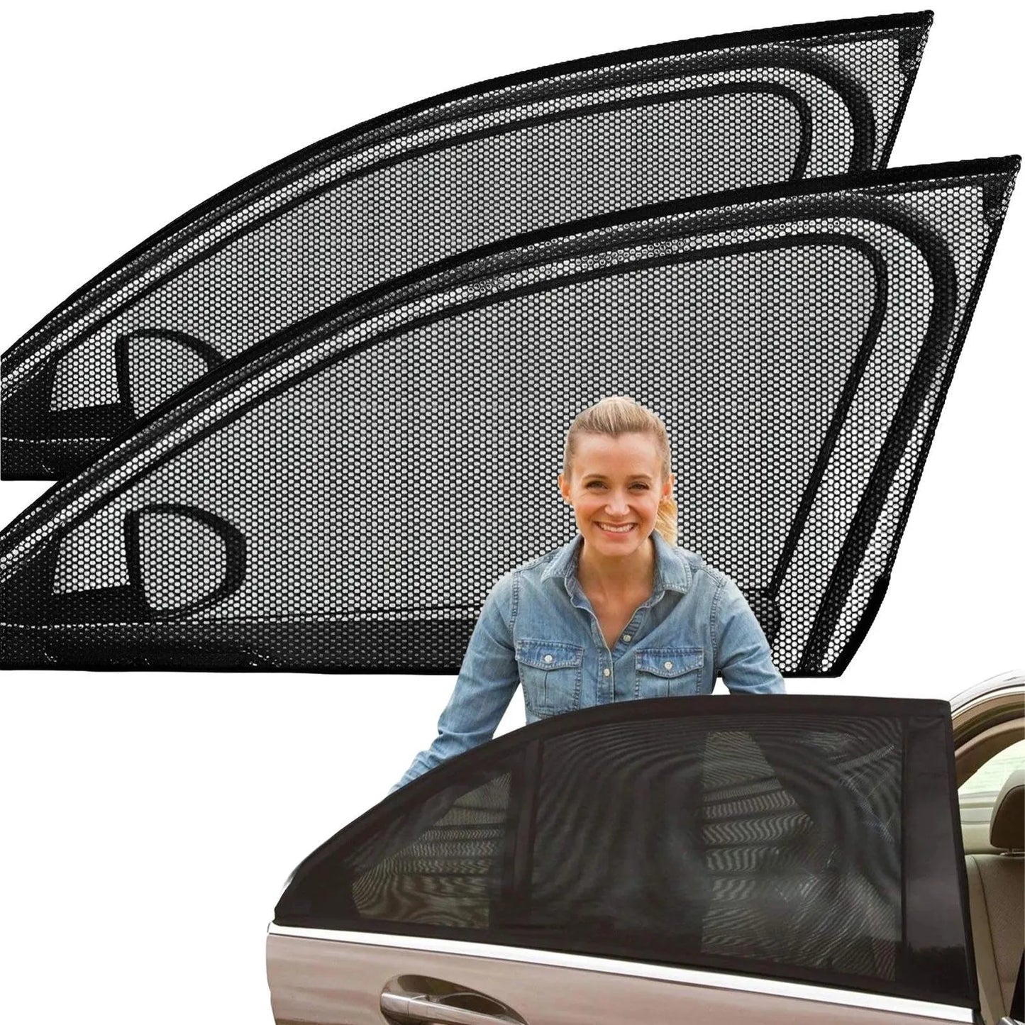 Healthadss ™ 2 Pack Car Window Side Screen Sun Mesh Shade Cover Magnetic Sunshade Visor