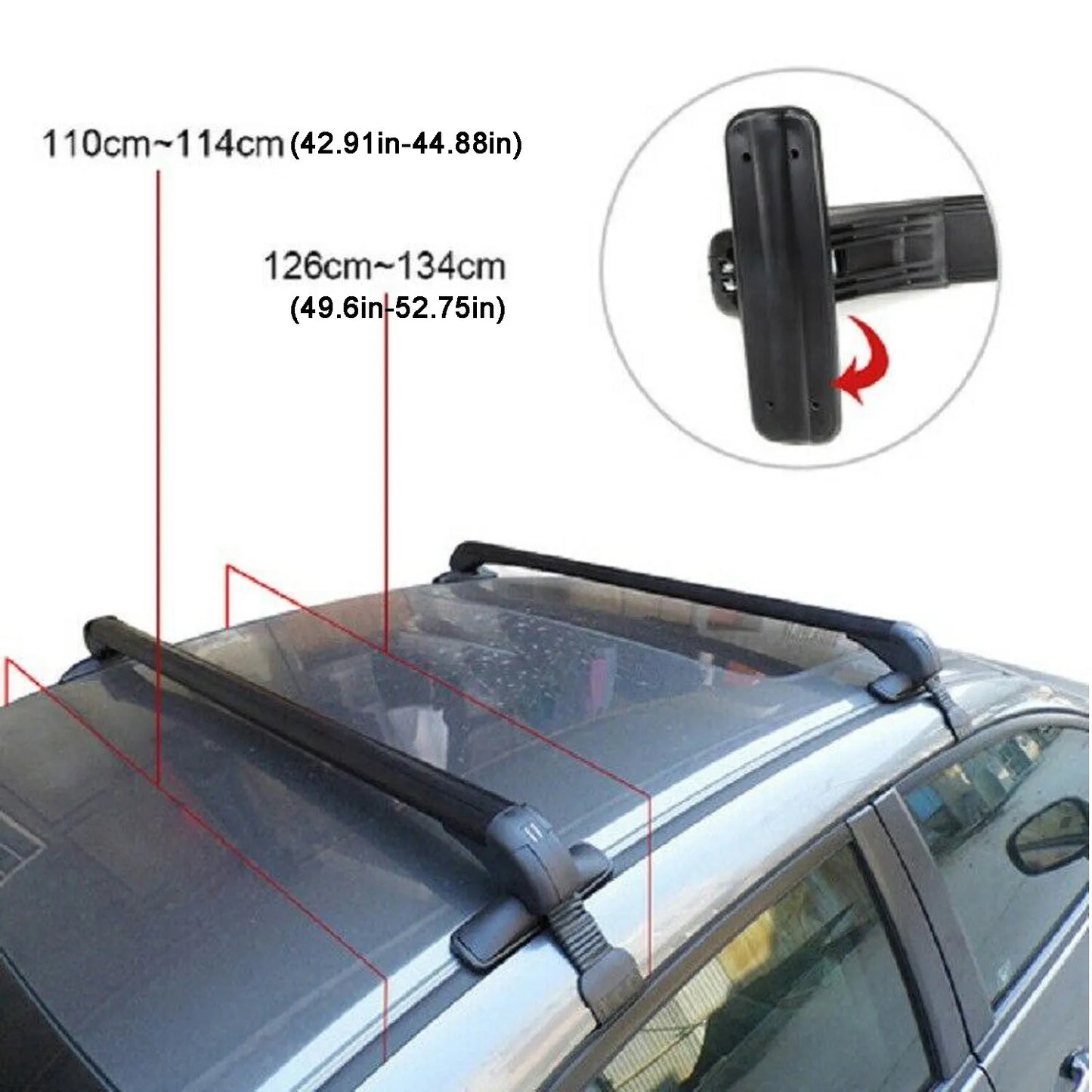 Healthadss ™ Universal Car Top Roof Rack Cross Bar 43.3" Luggage Carrier Aluminum w/ Lock