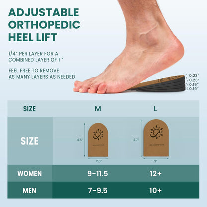 Healthadss ™ 4 Layers Adjustable Heel Lifts,Orthopedic Shoe Lifts for Leg Length Discrepancy Heel Pain Heel