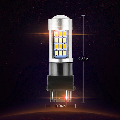 Healthadss ™ 4X Error Free White/Amber 3157 LED DRL Switchback Turn Signal Parking Light Bulb