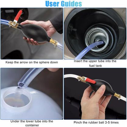 Healthadss ™ Portable Gas Transfer Siphon Pump Gasoline Hose Oil Water Fuel Petrol Hand Pump