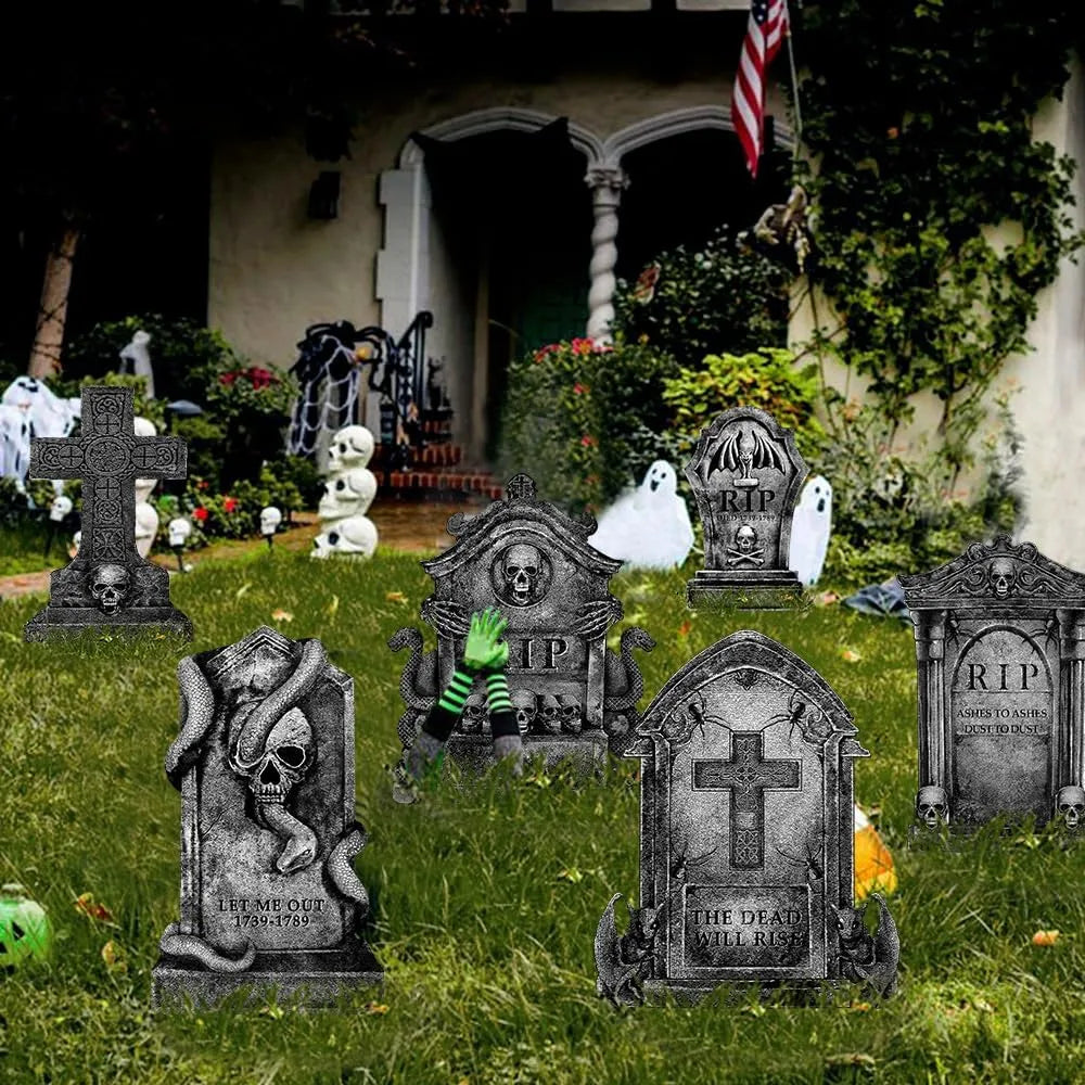 Healthadss ™ 6 Pack Halloween Decorations Outdoor Graveyard Tombstones