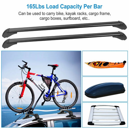 Healthadss ™ Universal Car Top Roof Rack Cross Bar 43.3" Luggage Carrier Aluminum w/ Lock