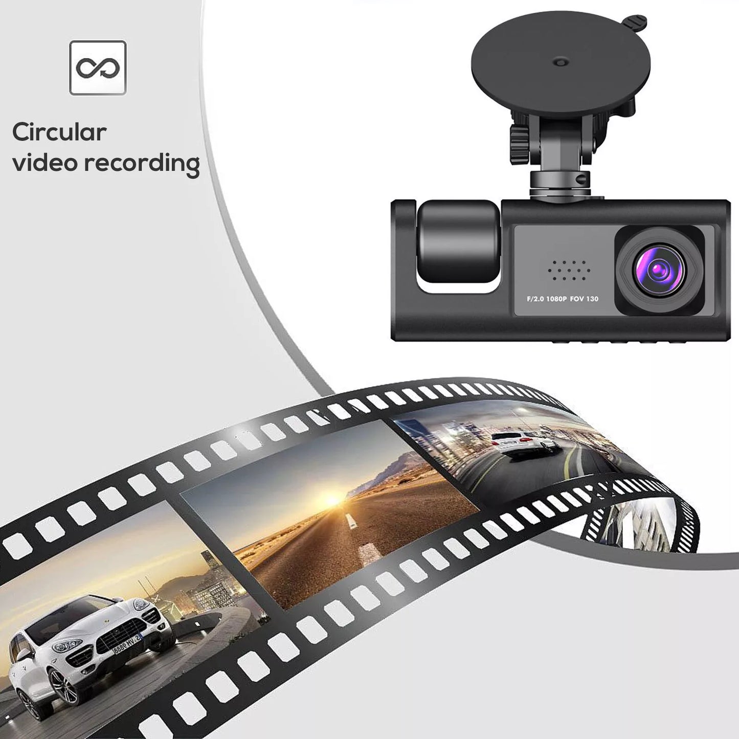 Healthadss ™ HD 1080P Car Dual Lens Dash Cam Front/Rear/Inside Video Recorder Camera G-sensor