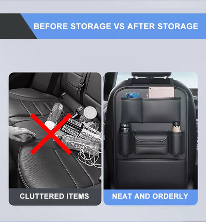 Healthadss ™ Car Seat Back Storage Bag Hanging Bags Organizer Phone Cup Holder Tissue Box PU