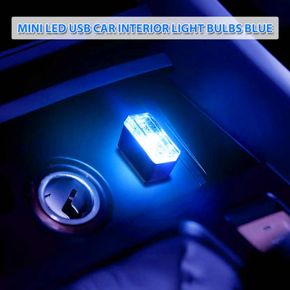 Healthadss ™3x Mini Blue LED USB Car Interior Light Neon Atmosphere Ambient Lamp Accessories