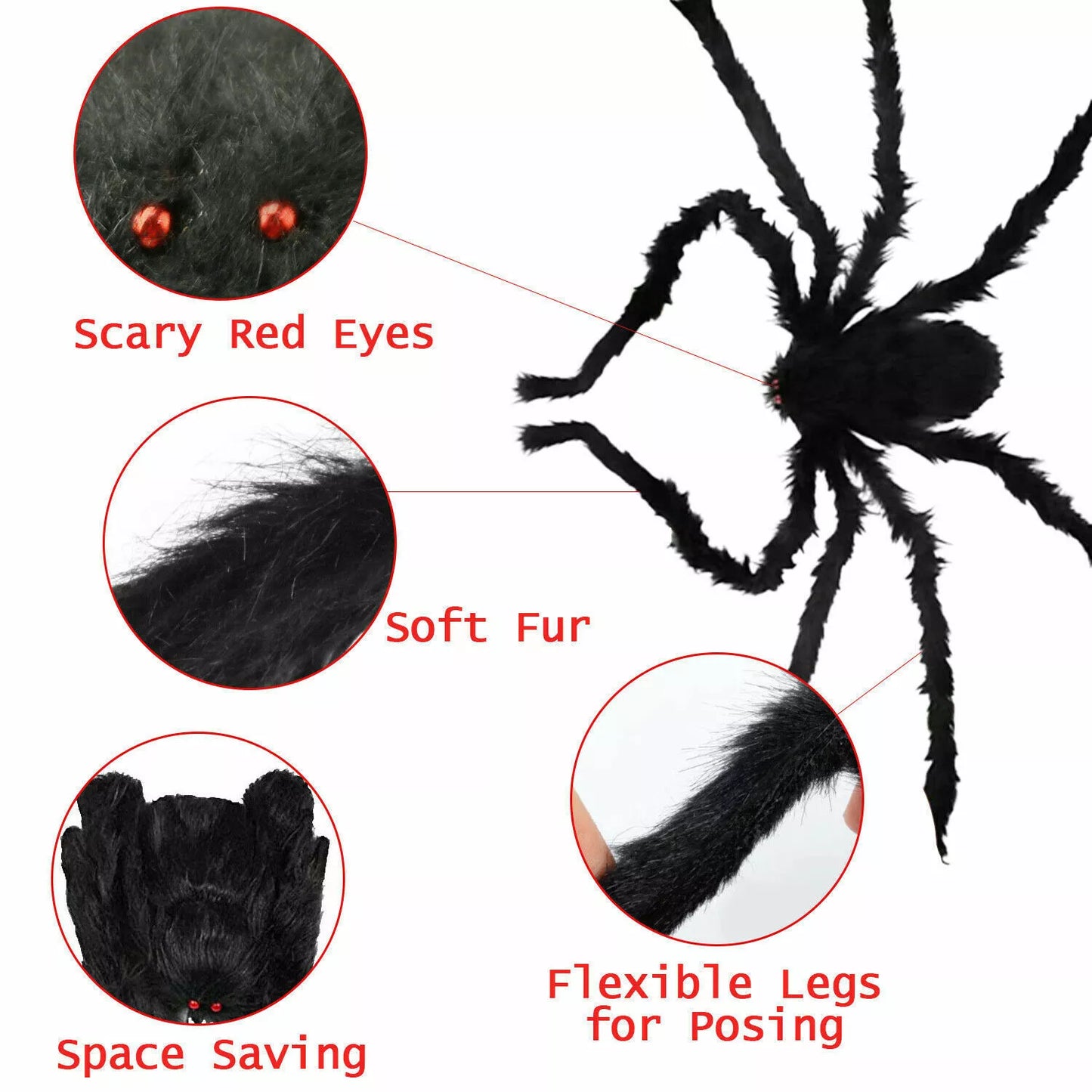 Healthadss ™ 35" Spider Halloween Decor Haunted House Prop Indoor Outdoor Giant Scary Party