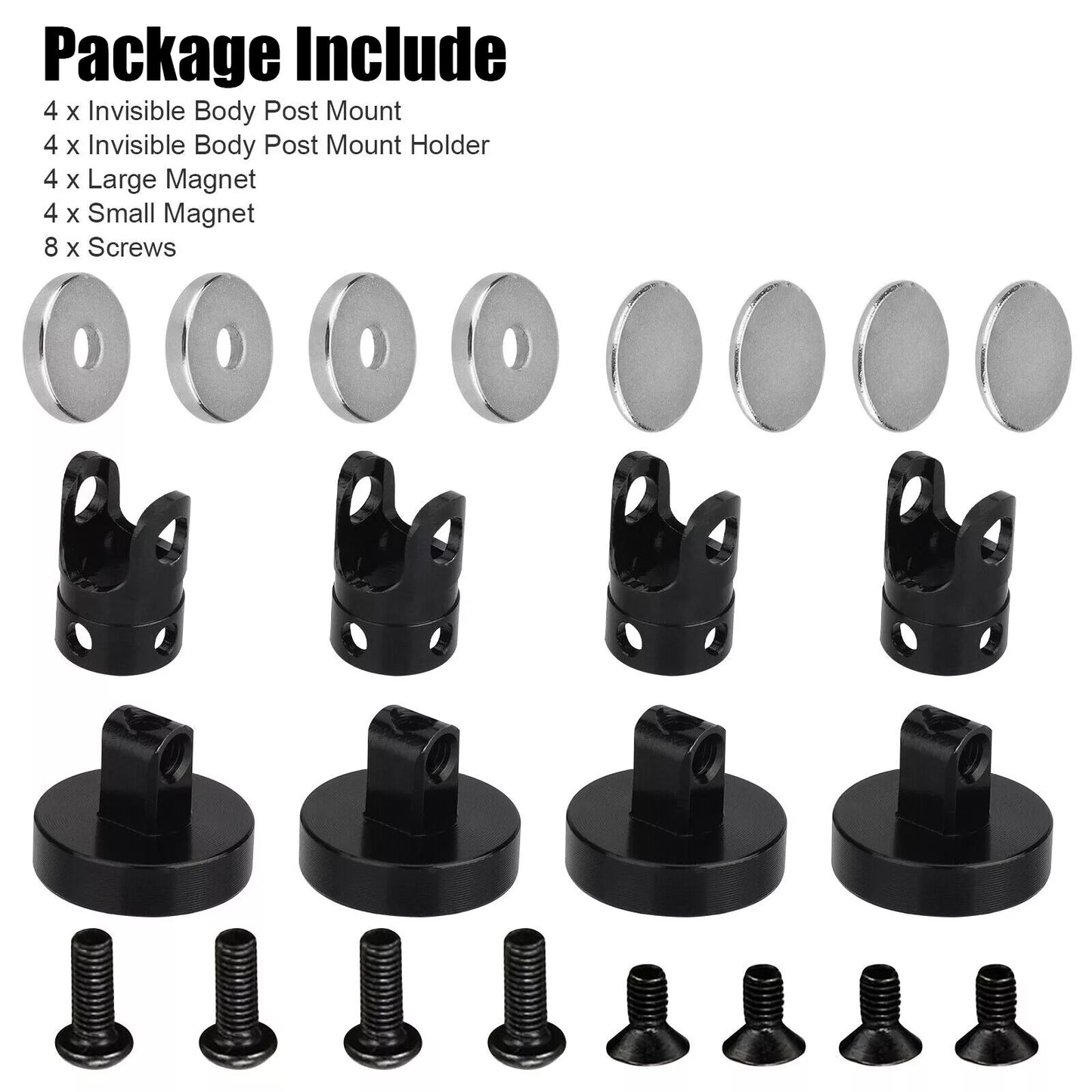 Healthadss ™ 4Pcs Magnetic Invisible Body Post Mount Holder for 1/8 1/10 AXIAL SCX10 RC Car