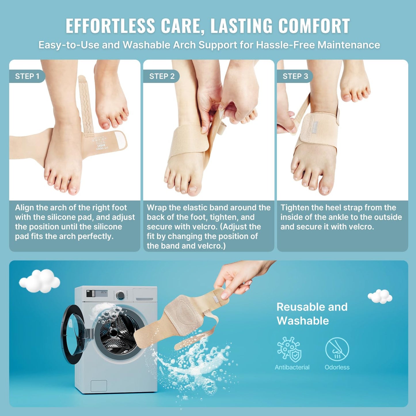 Healthadss ™ Arch Support Bands,Built-in Orthotics for Plantar Fasciitis Pain Relief