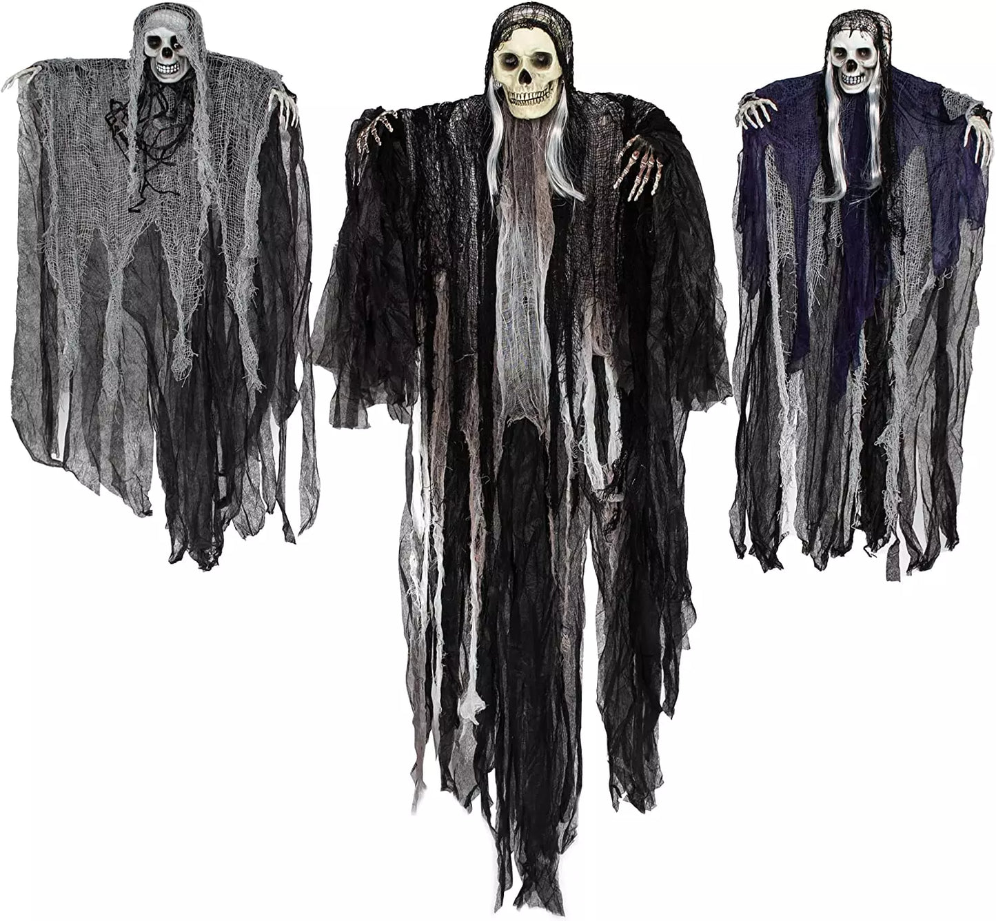 Healthadss ™3 Pack Hanging Halloween Skeleton Ghosts Decorations, Grim Reapers for Best