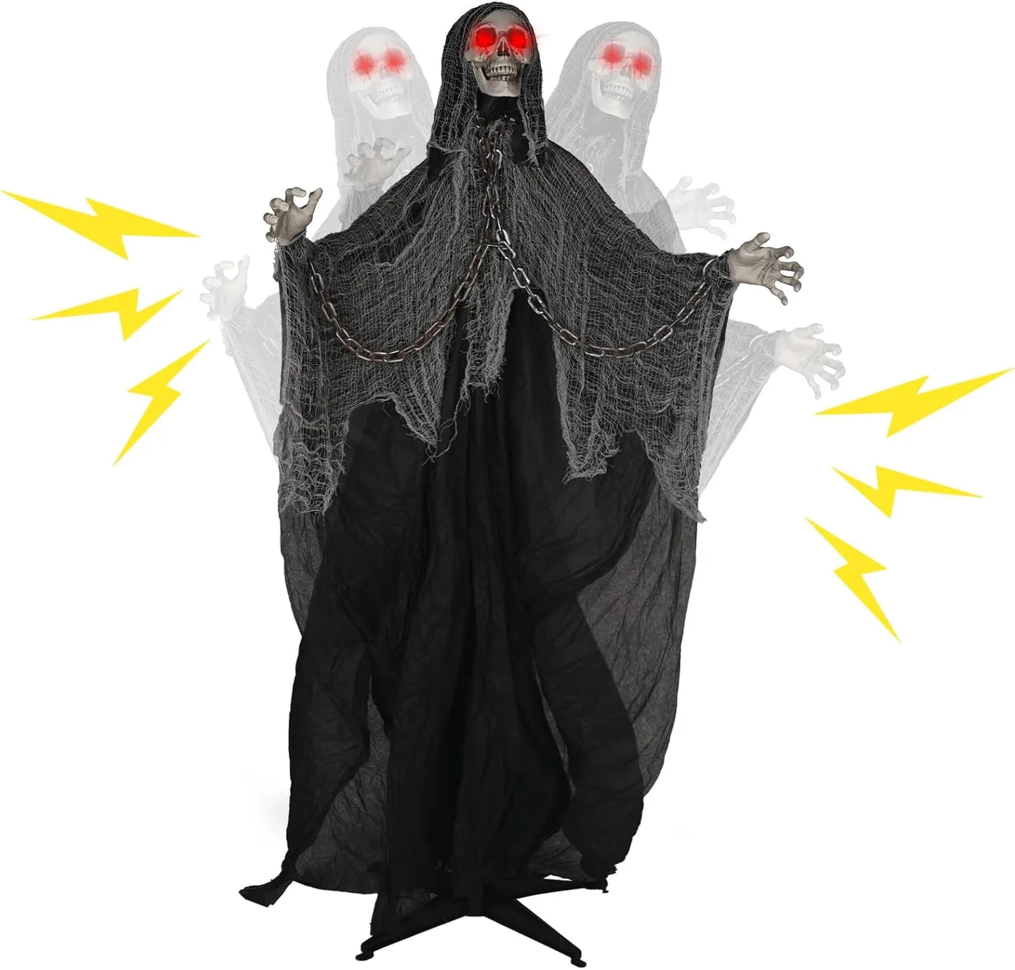 Healthadss ™ 71'' Life Size Halloween Decorations, Halloween Skeleton with Light-Up Eyes & Sound Adjustable Arms Swaying Body Voice/Touch Sensing