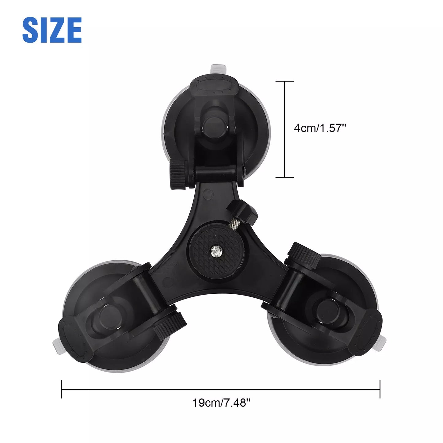 Healthadss ™ Triple Suction Cup Car Holder Mount for GoPro Hero 10 9 8 7 6 5 DJI OSMO Camera