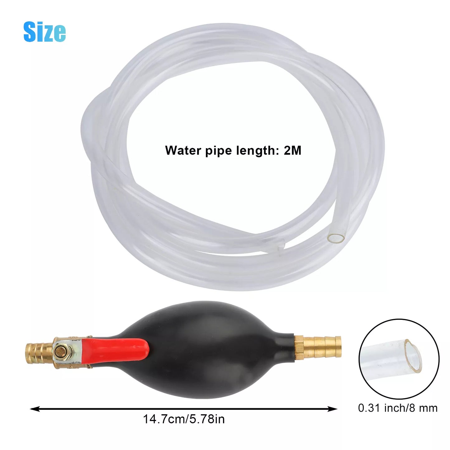 Healthadss ™ Portable Gas Transfer Siphon Pump Gasoline Hose Oil Water Fuel Petrol Hand Pump