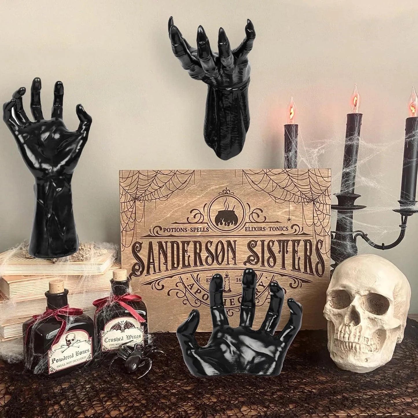 Healthadss ™ Halloween Decorations, 3Pack Wall Mounted Creepy Reaching Hands with Lighted Candles