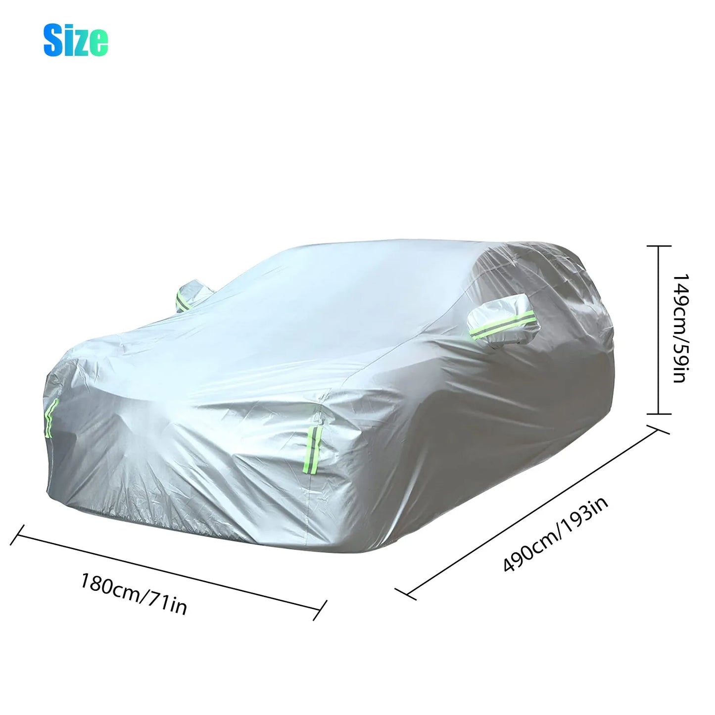 Healthadss ™ Full Car Cover Outdoor Waterproof Sun All Weather Protection 190T 490x200x150cm