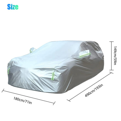 Healthadss ™ Full Car Cover Outdoor Waterproof Sun All Weather Protection 190T 490x200x150cm