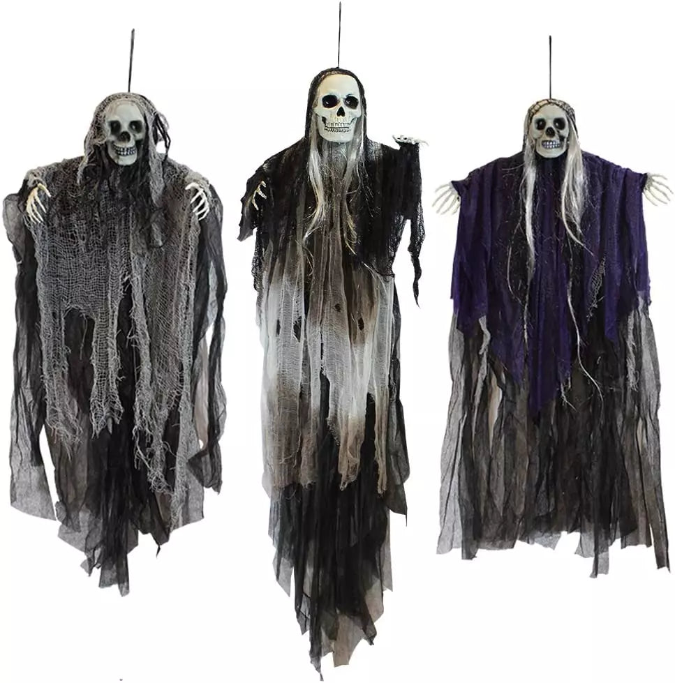 Healthadss ™3 Pack Hanging Halloween Skeleton Ghosts Decorations, Grim Reapers for Best