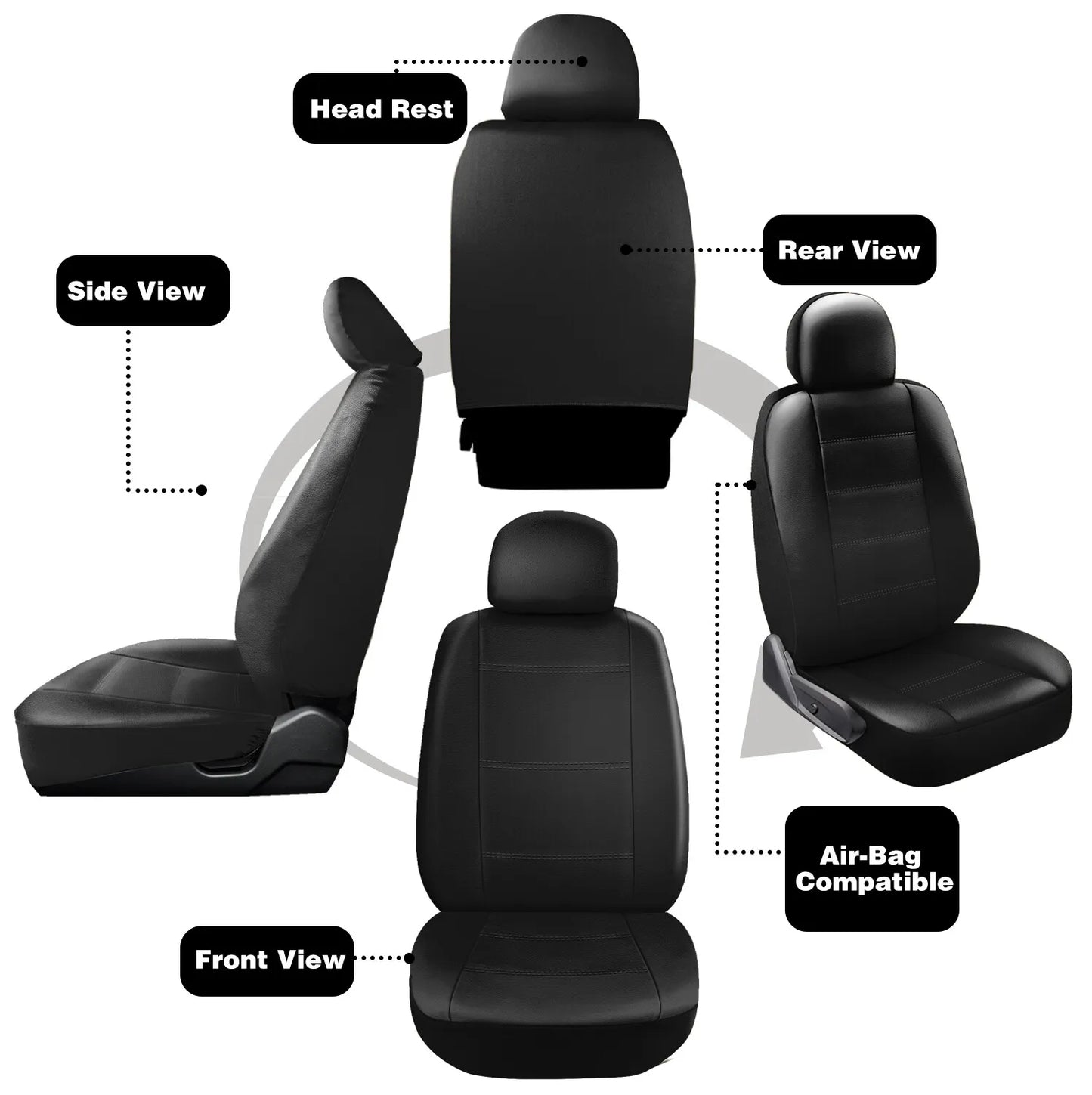 Healthadss ™ Leather Car Seat Covers Full Set 5-Seats Front Rear Protector Cushion For TOYOTA