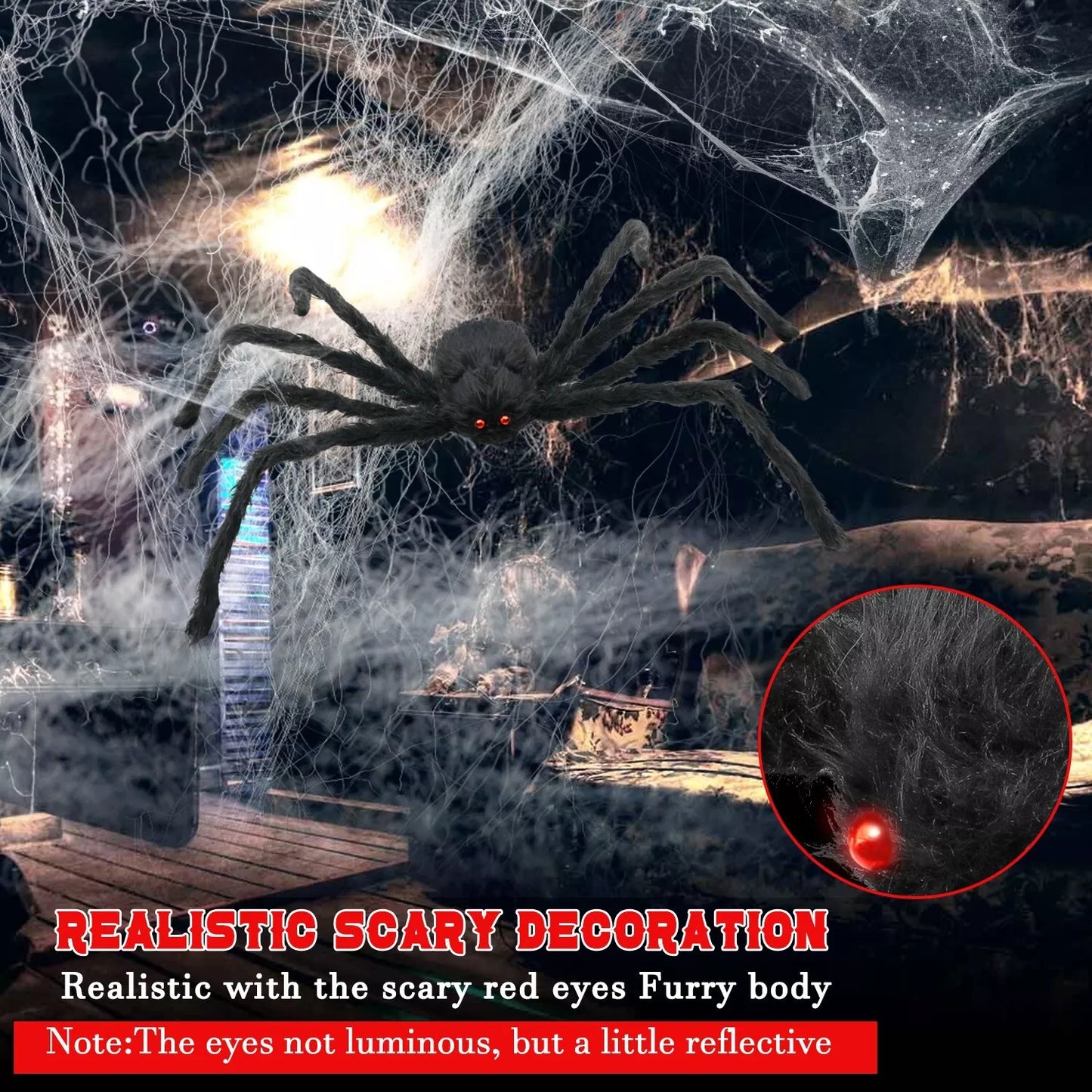 Healthadss ™ 35" Spider Halloween Decor Haunted House Prop Indoor Outdoor Giant Scary Party